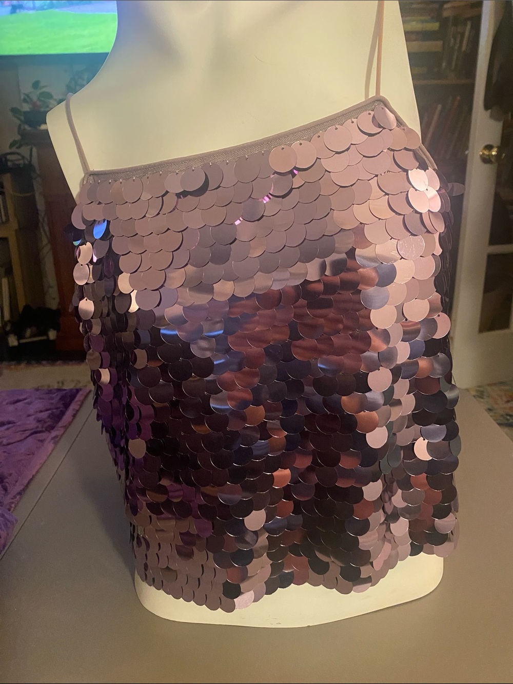 Forever 21 Metallic Mauve Sequin Camisole